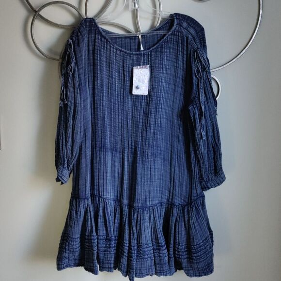 Free People Washed Ashore indigo ruffle dress - Picture 3 of 10